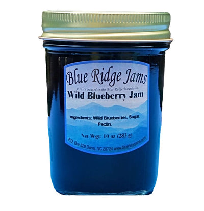 10 ounce Jar of Blue Ridge Jams Wild Blueberry Jam for Harvest Array.