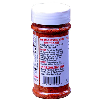 You an use Bone Suckin' Rib Rub & Seasoning as a dry rub then coat your ribs with your favorite Bone Suckin' Sauce from Harvest Array.