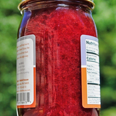 Close up of seedless Red Raspberry Jam from Byler's