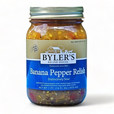 16 oz. jar of Byler's Sour Banana Pepper Relish