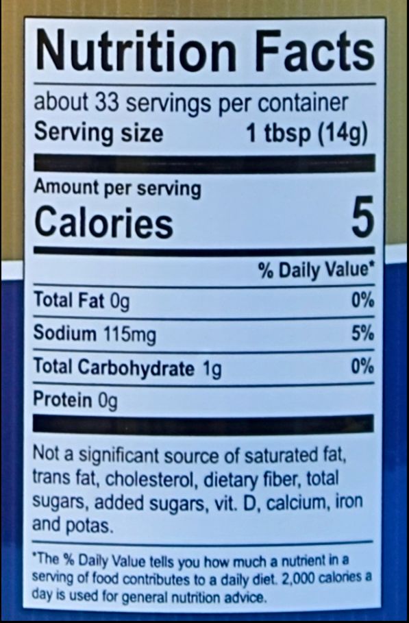 Nutrition Facts for Byler&
