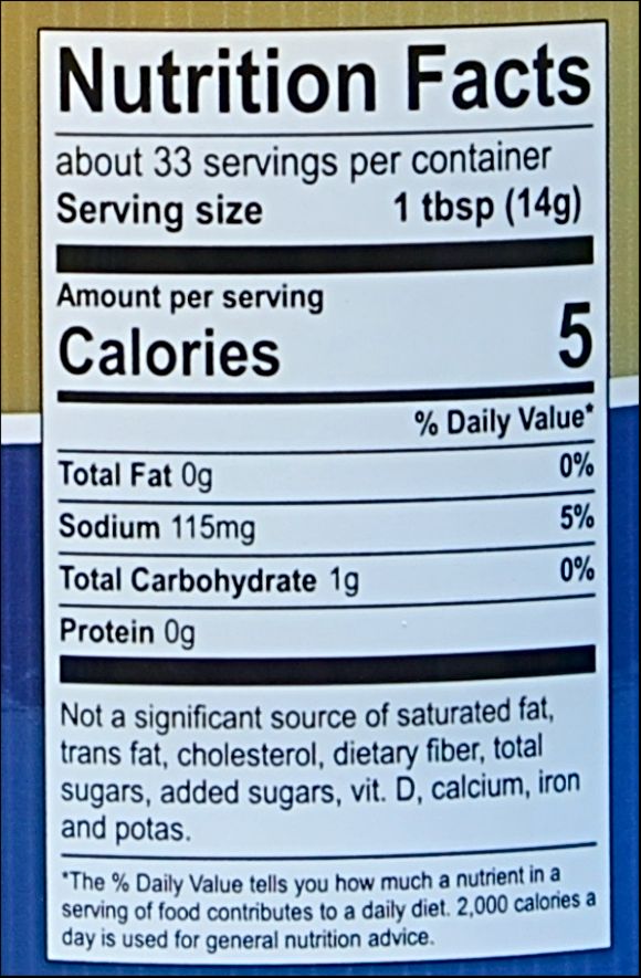 Nutrition Facts for Byler&