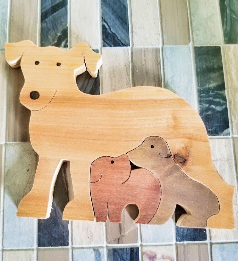 Momma and her Pups Wooden Animal Puzzles