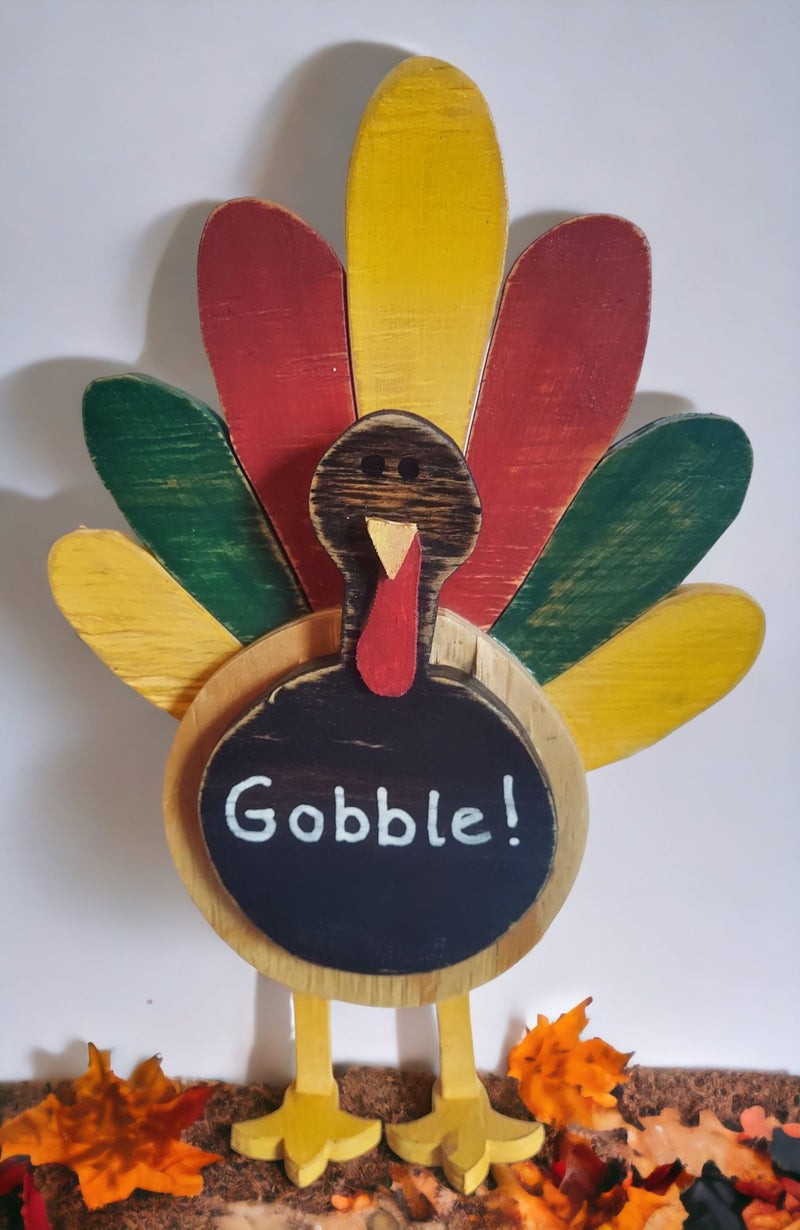 Handmade Wooden Gobble Turkey Thanksgiving Décor
