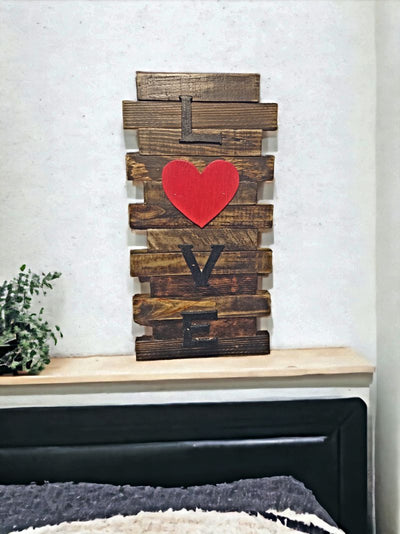 Rest this Hand Made Wooden LOVE Sign on a shelf or mantle or hang it on the way.
