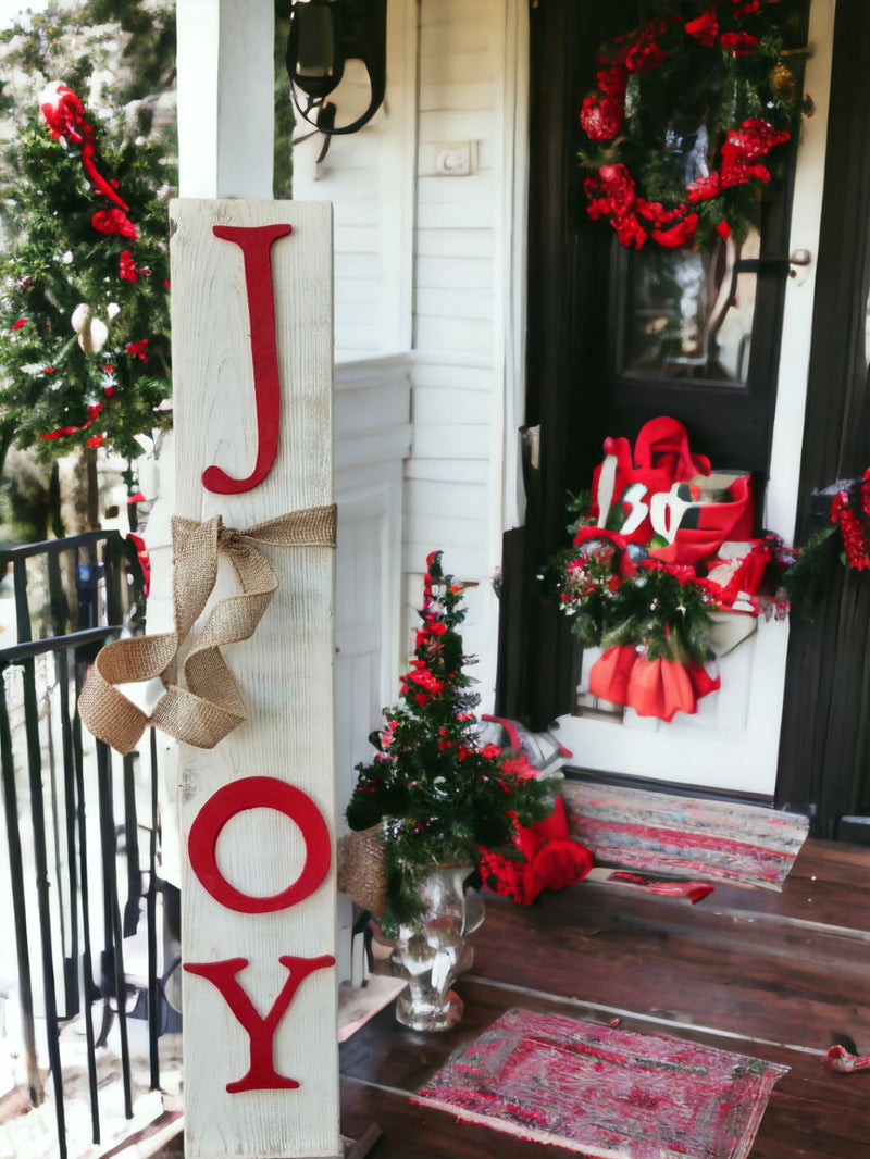 Spread Joy throughout your neighborhood with this reclaimed wooden sign.