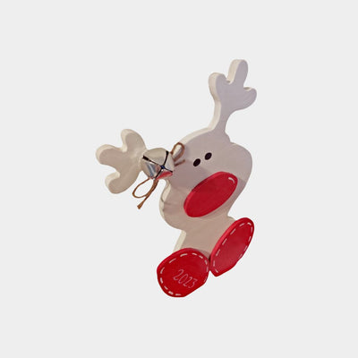 Angle view of Handmade Reindeer Christmas Decoration