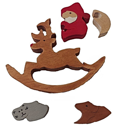 5 piece Santa on Reindeer wooden puzzle