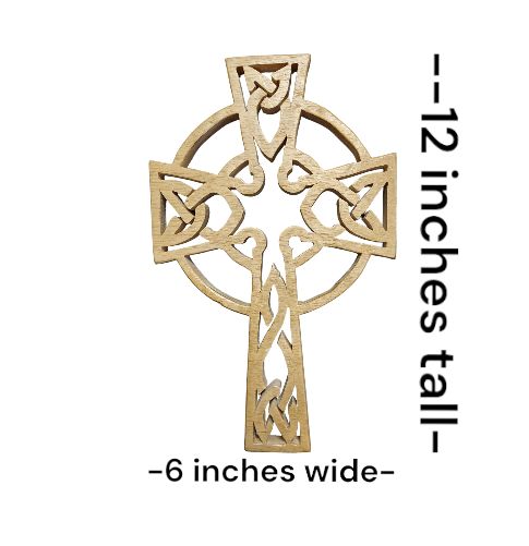 Our handcrafted Celtic Cross is 12 inches tall and 6 inches wide.