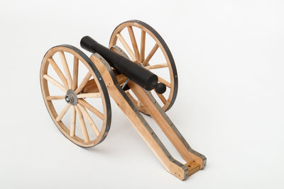 Back angle view of the Decorative One Third Scale Wooden Cannon