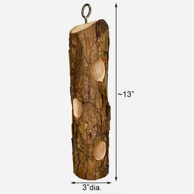 Dimensions of the Cedar Suet Log Bird Feeder.