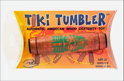 Close up of a Peg Pack of a green faced Tiki Tumbler