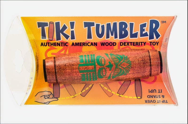 Close up of a Peg Pack of a green faced Tiki Tumbler