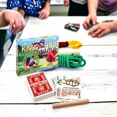 Knot Tying Game- Camper's Edition is great for a Cub Scout Pack to learn knot tying before their first group camping trip.