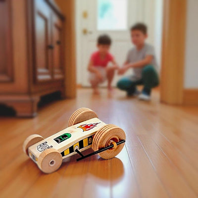 Our Rubberband Roadster Racecar kit makes a great gift for children to use their imaginations. Order now at harvestarray.com.