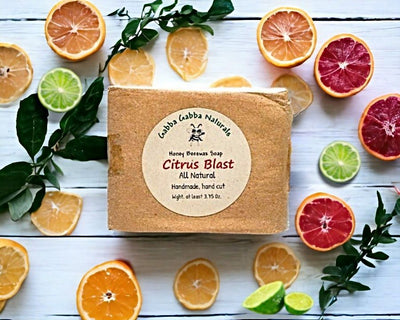 Revitalize your shower when you use a bar of our Citrus Blast Honey Beeswax Soap! Available online at harvestarray.com.