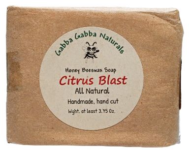 Handmade, 3.75 oz. bar of refreshing Citrus Blast Soap. 