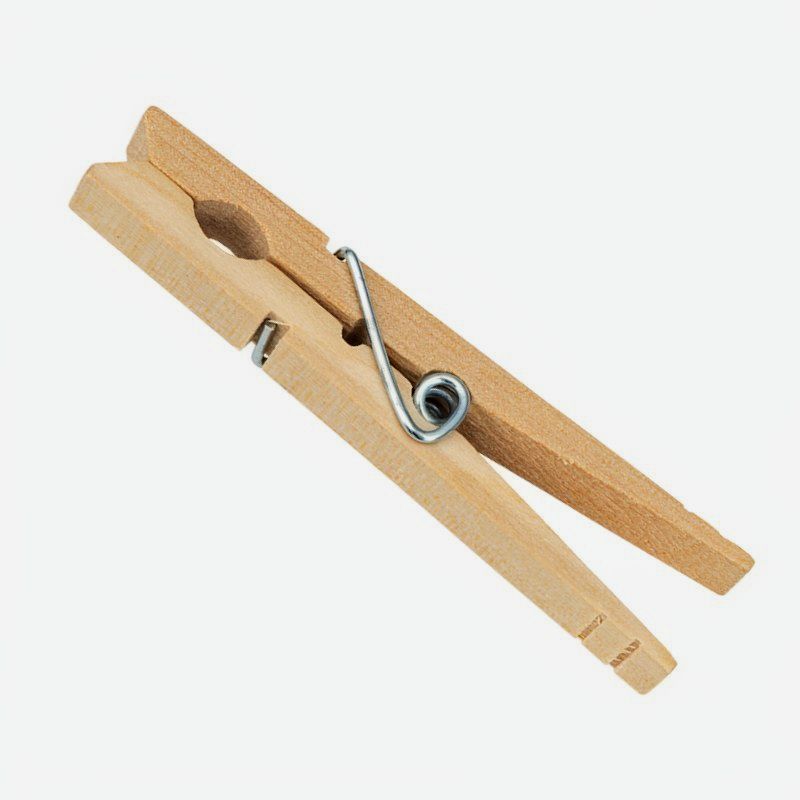 Closeup of the Wooden Clothespins that come attached to the Small Clothespin Hanging Rack. 