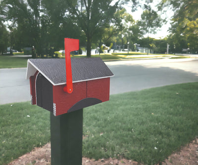 Red Wooden Covered Bridge Mailboxes ready for the mailman