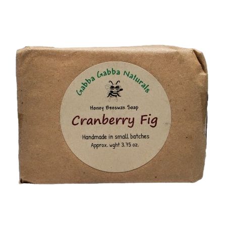 Cranberry Fig Honey Beeswax, handmade soap in a 3.75 oz. hand cut bar.