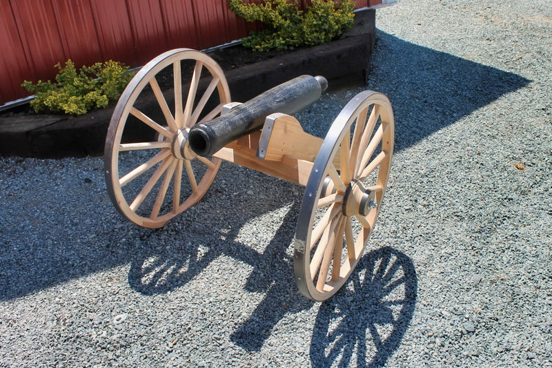 Front angle view of the Decorative One Third Scale Wooden Cannon