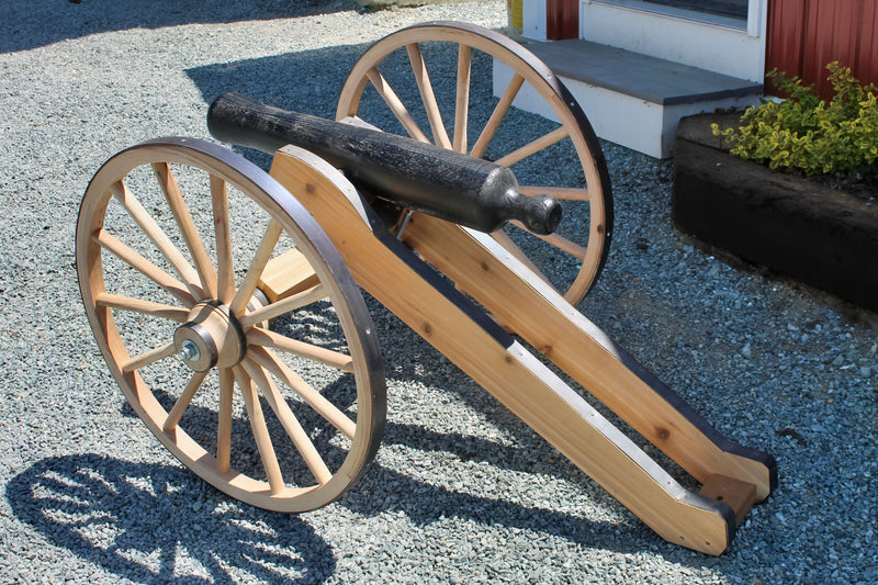 Angle view of the Decorative One Third Scale Wooden Cannon