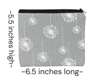 Dimensions of the coin Purse are 6.5" long by 5.5" tall.