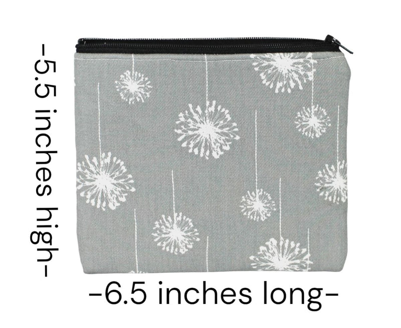 Dimensions of the coin Purse are 6.5" long by 5.5" tall.