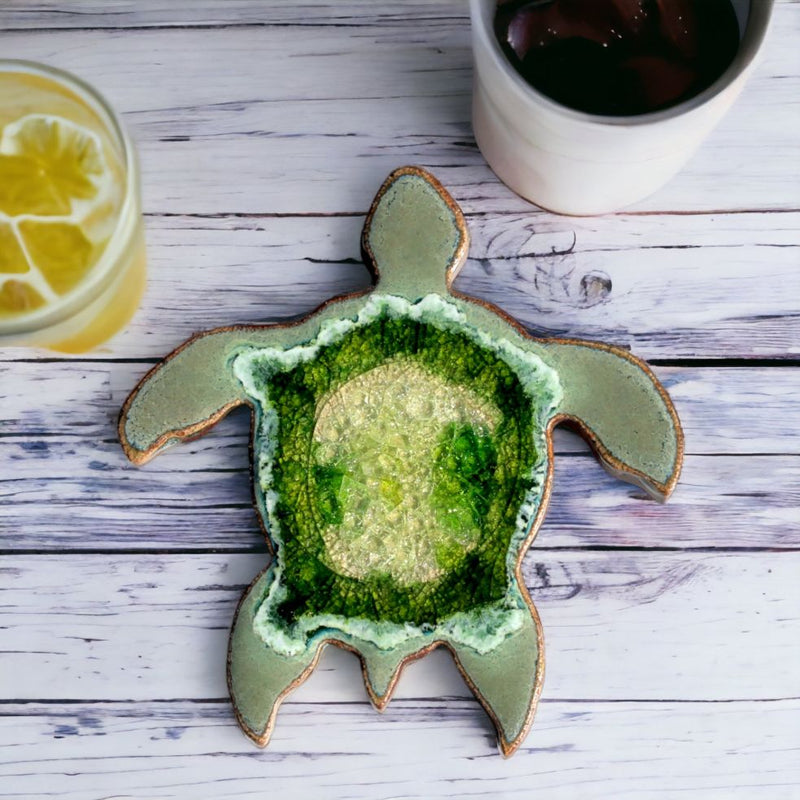 Sea Turtle Shaped Crackle Coaster