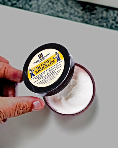 Bloody Knuckles, unscented hand repair balm made with lanolin. Get it at Harvest Array.