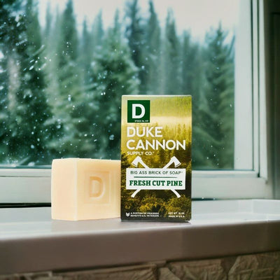 Our Duke Cannon Great American Frontier Big Brick Soap with a scent of fresh cut pine, is triple milled making it a high quality soap.