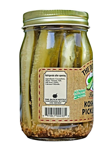 Dutch Kettle Amish Home Style Kosher Dill Pickle Spears ingredients.