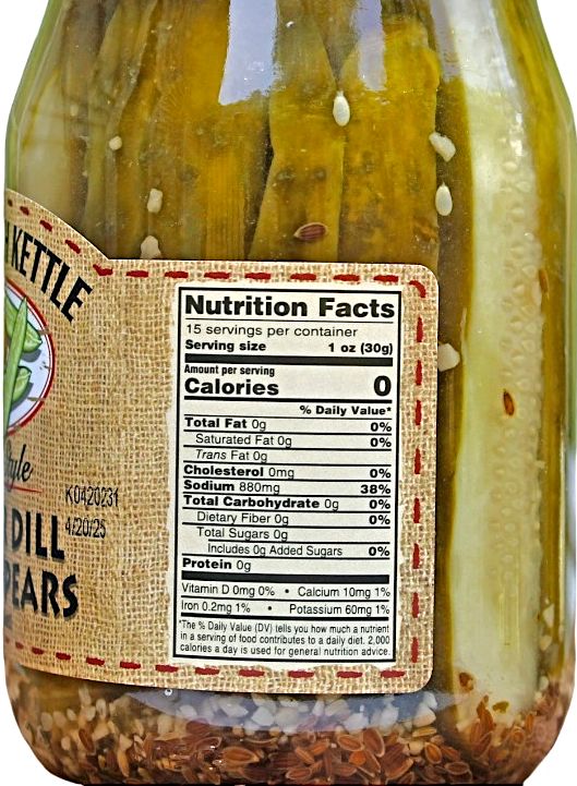 Dutch Kettle Amish Home Style Kosher Dill Pickle Spears Nutritional Facts