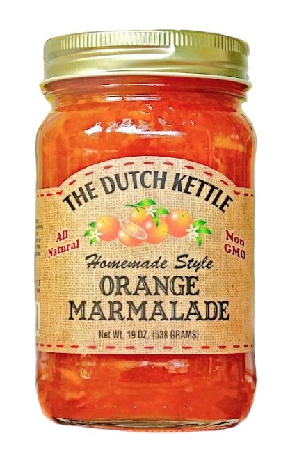 19 oz. jar of Homemade Style Orange marmalade from the Dutch Kettle. Get yours today from Harvest Array!