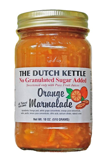 18 oz. Jar of Dutch Kettle No Sugar Added Orange marmalade available at harvestarray.com.