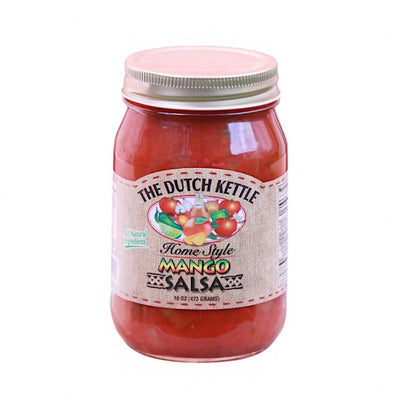 Home Style Mango Salsa from the Dutch Kettle comes in a 16 oz. jar from Harvest Array.