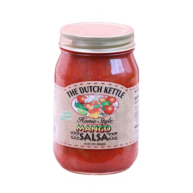 Home Style Mango Salsa from the Dutch Kettle comes in a 16 oz. jar from Harvest Array.