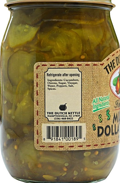 The Dutch Kettle Million Dollar Pickles are made with All Natural Ingredients and No Preservatives, making them addictively delicious!