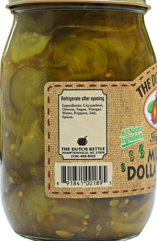 The Dutch Kettle Million Dollar Pickles are made with All Natural Ingredients and No Preservatives, making them addictively delicious!