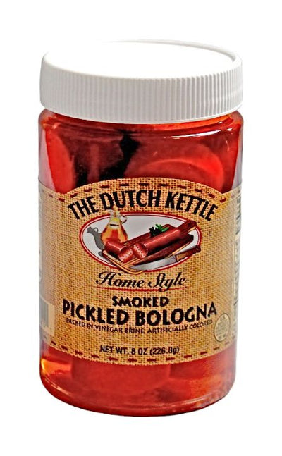 Dutch Kettle Home Style Smoked Pickled Bologna is available in an 8 oz. jar from Harvest Array.