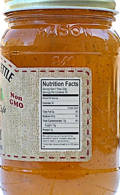 Nutrition Facts of a 19 oz. Jar of Fig Jam from the Dutch Kettle at harvestarray.com