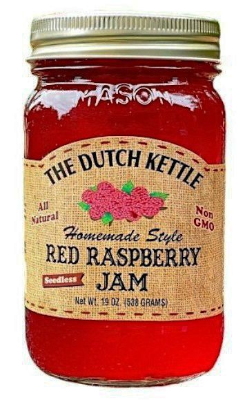 Our Seedless Red Raspberry Jam is sold in 19 oz jars at Harvest Array, the only authorized online retailer of The Dutch Kettle.