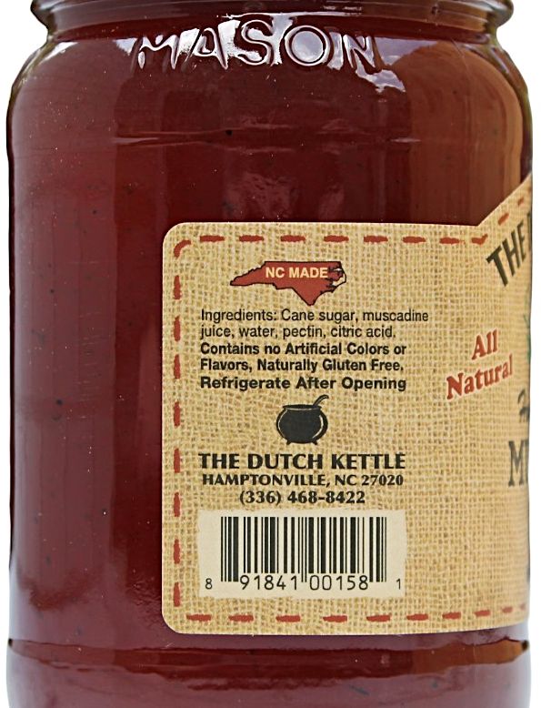 Cane sugar, muscadine juice, water, pectin, and citric acid are the only ingredients in our Homemade Style Muscadine Jelly at Harvest Array.