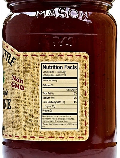 Nutrition Facts for The Dutch Kettle's Homemade Style Muscadine Jelly available at Harvest Array.