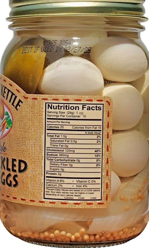 Nutrition Facts of Mild Pickled Quail Eggs. Shop Harvest Array&