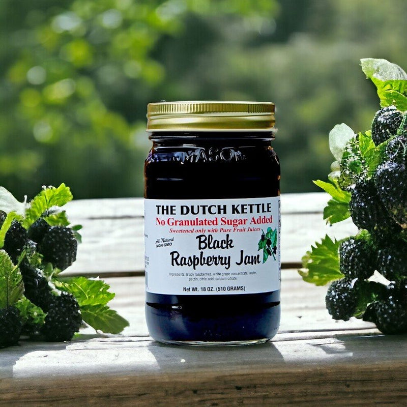 The Dutch Kettle No Granulated Sugar Added Black Raspberry Jam is non-GMO.