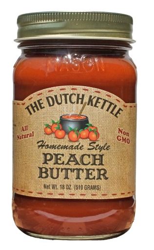 The Dutch Kettle Amish Homemade Peach Butter in an 18 ounce jar from Harvest Array.