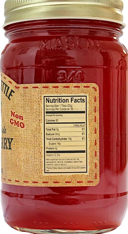 Nutrion Facts are list on each Jar of Dutch Kettle Homemade Style Seedless Strawberry Jam.