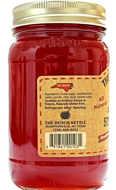 Non GMO, All Natural Ingredients make up our Dutch Kettle Seedless Strawberry Jam for Harvest Array