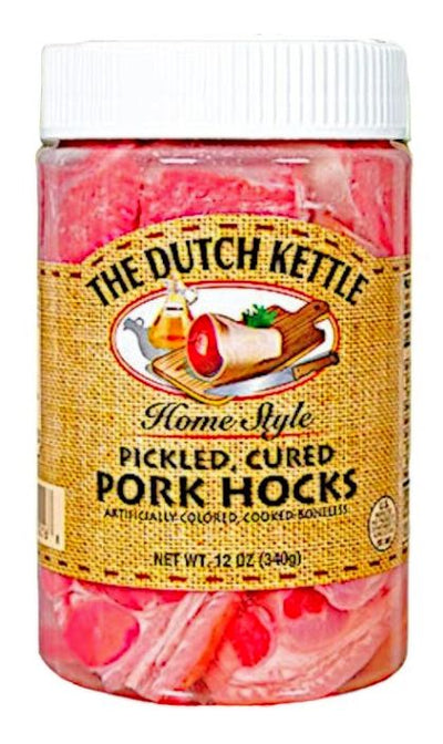 Dutch Kettle Amish Home Style Pickled Cured Pork Hocks come in a 12 oz. jar.